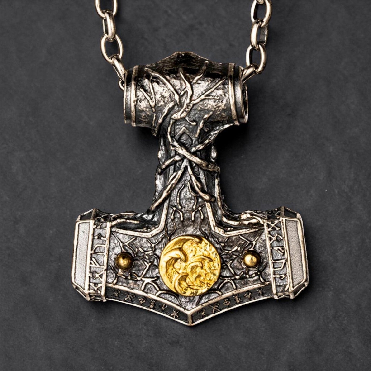 Colar Mjölnir Ancestral – Força de Yggdrasil em Prata 950