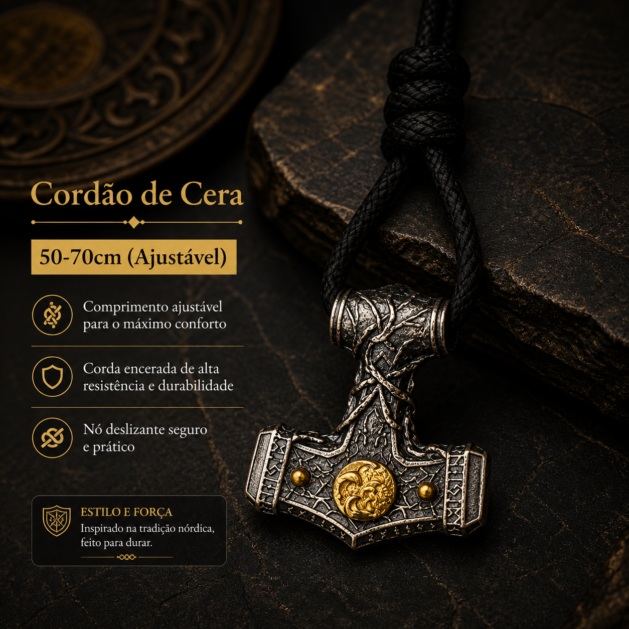 Colar Mjölnir Ancestral – Força de Yggdrasil em Prata 950