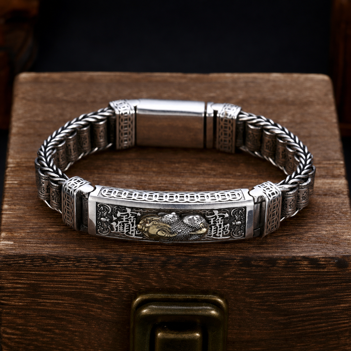 Bracelete Dragão Imperial — Corrente do Conquistador Prata S925