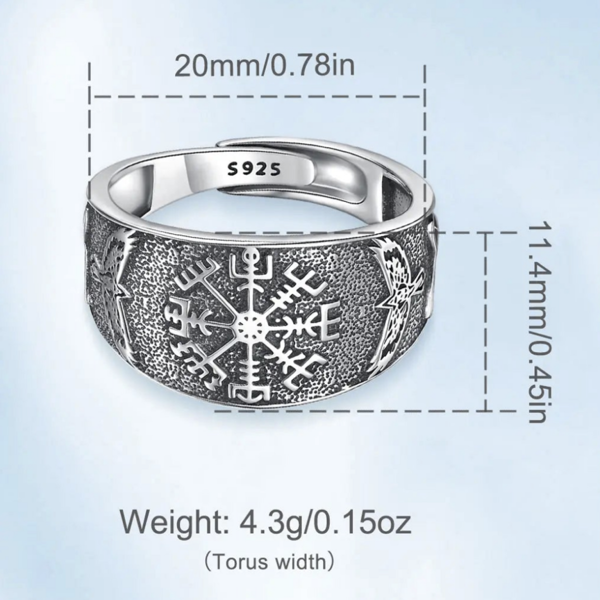 Anel Vegvísir dos Corvos – Prata S925