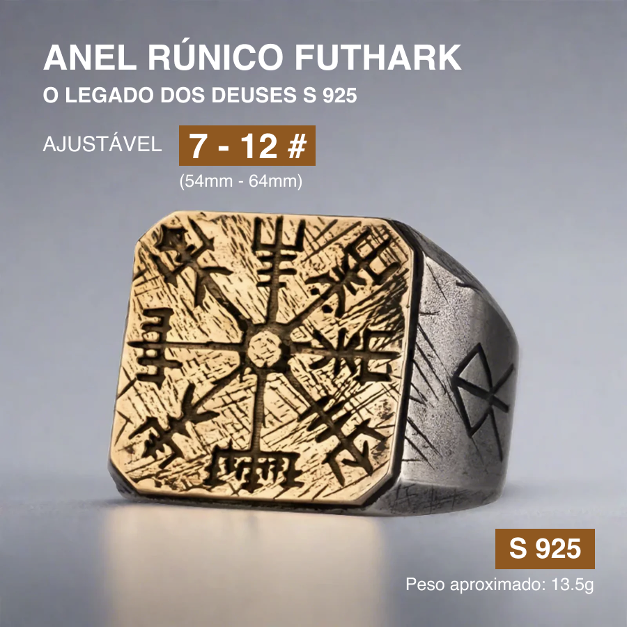 Anel Rúnico Futhark – O Legado dos Deuses S 925