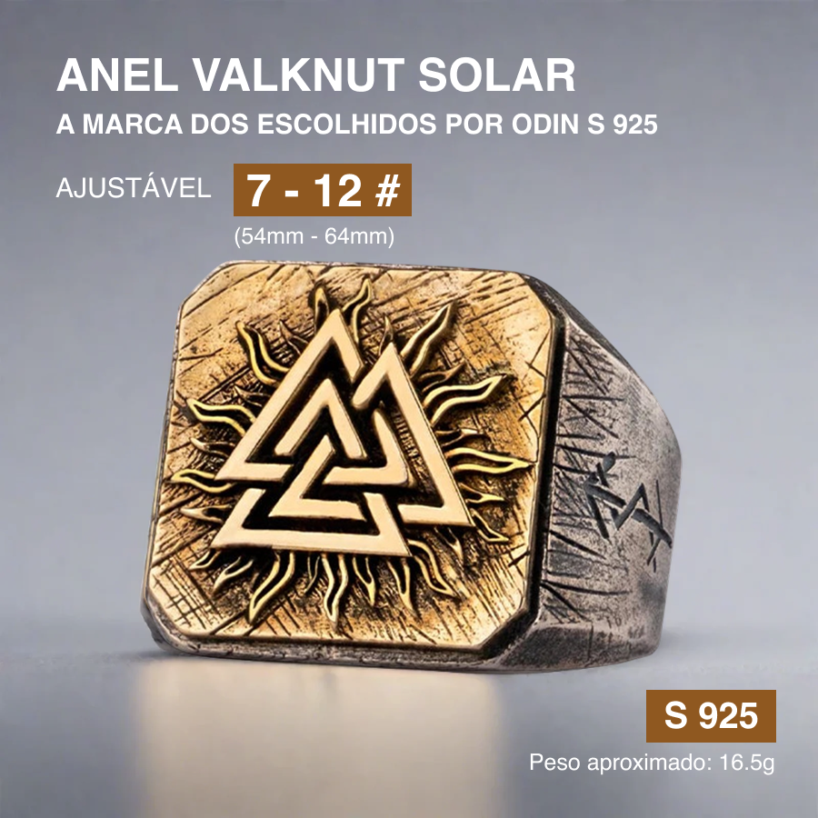 Anel Valknut Solar – A Marca dos Escolhidos por Odin S 925
