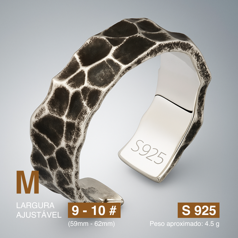 Anel Rocha Primal S925 – Brutalidade em Estado Puro