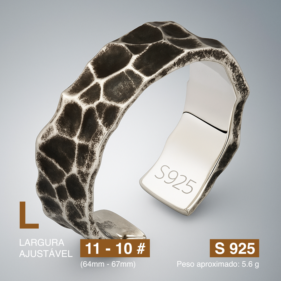 Anel Rocha Primal S925 – Brutalidade em Estado Puro