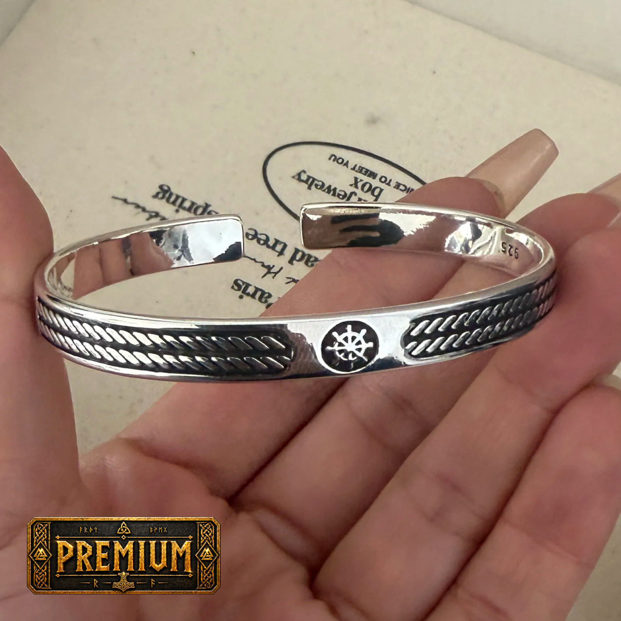 Bracelete Leme Viking — Bangle Prata S925
