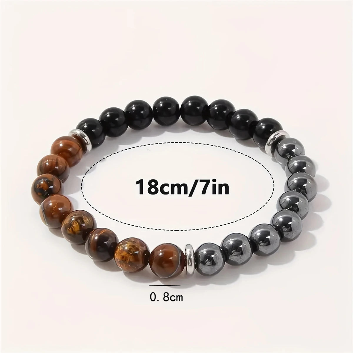 Bracelete Tríade — Olho de Tigre, Obsidiana e Hematita
