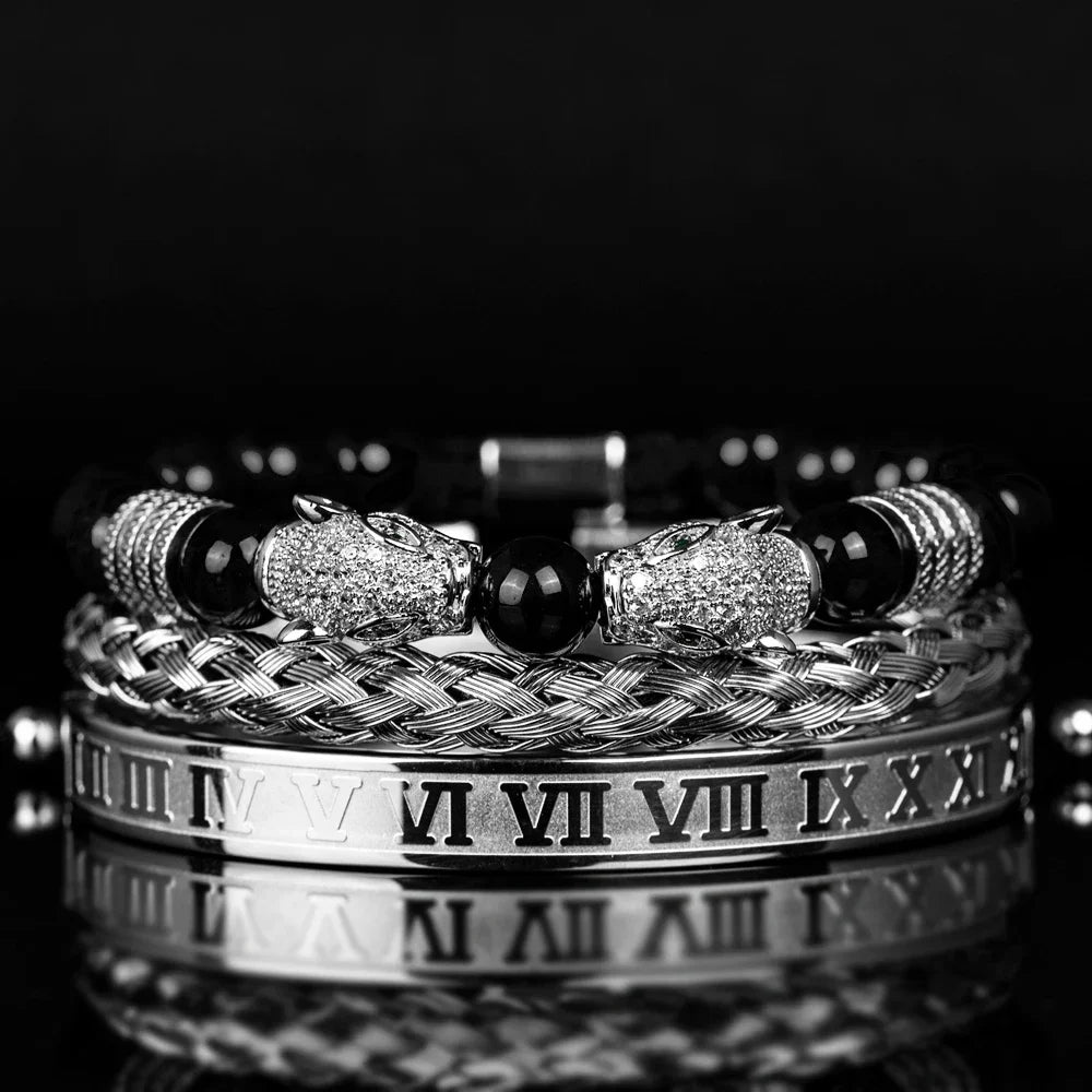 Braceletes Ágata Negra — Conjunto Premium