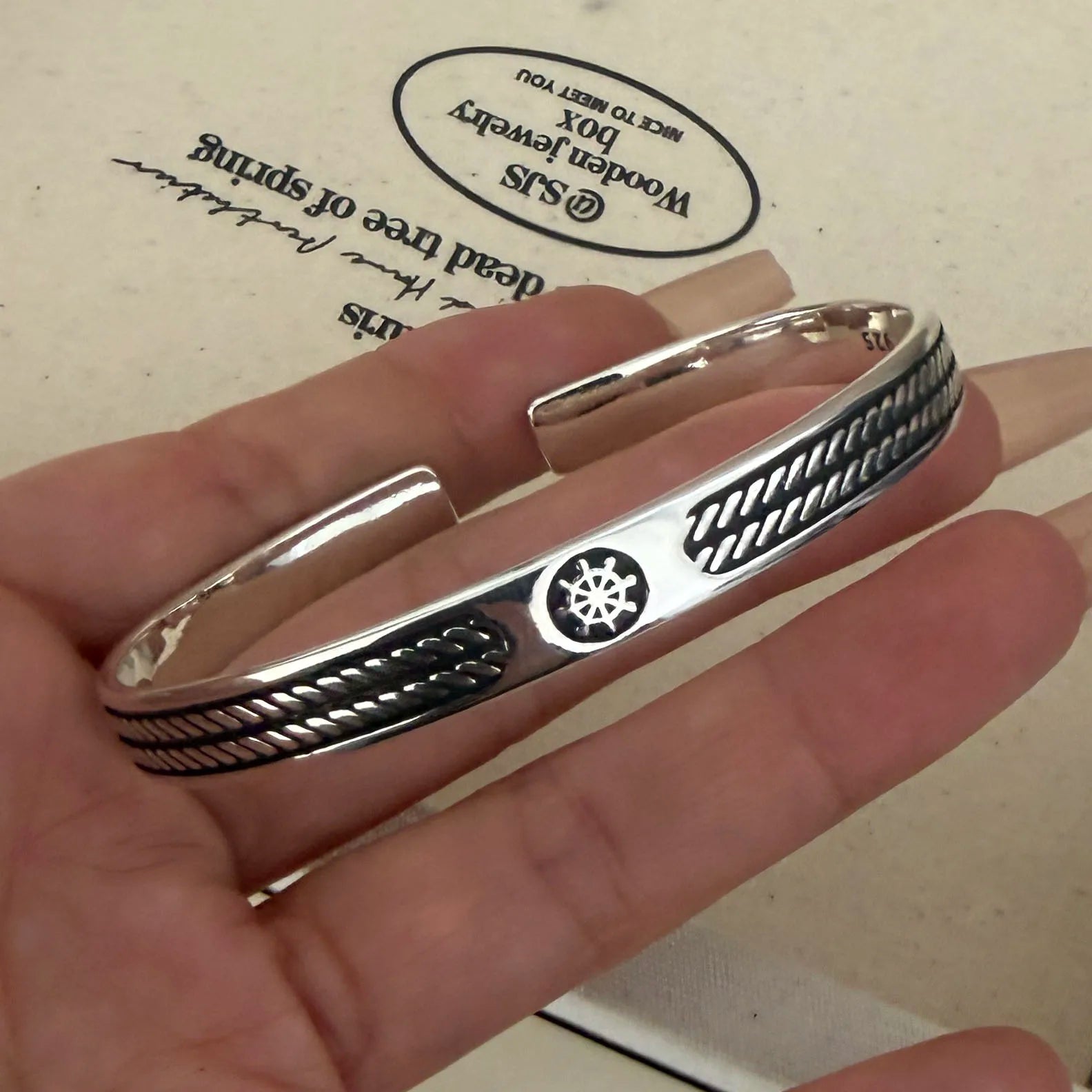 Bracelete Leme Viking — Bangle Prata S925