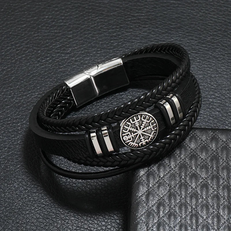 Bracelete de couro Vegvísir