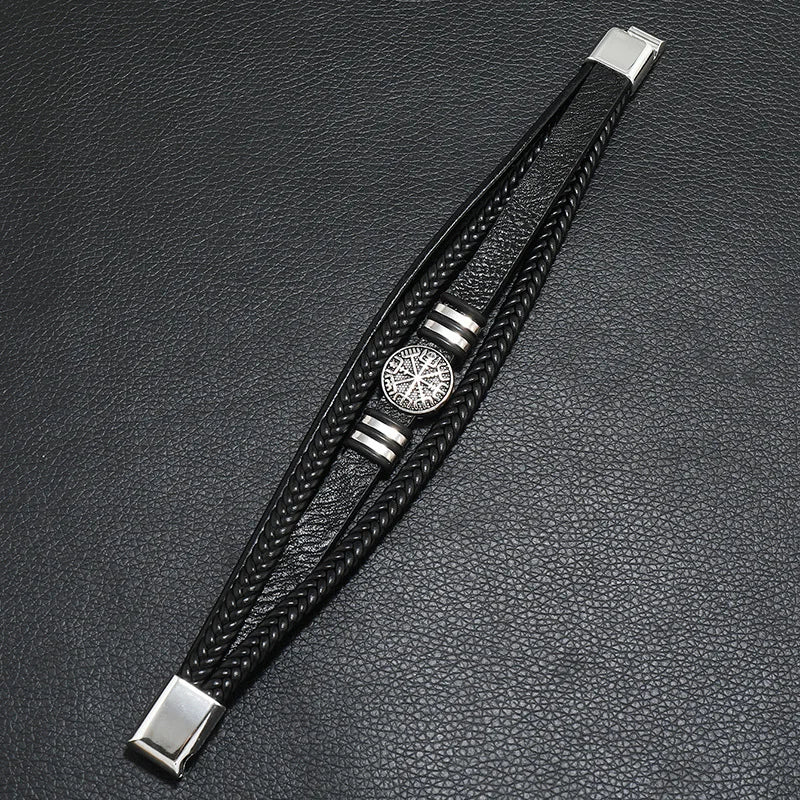 Bracelete de couro Vegvísir