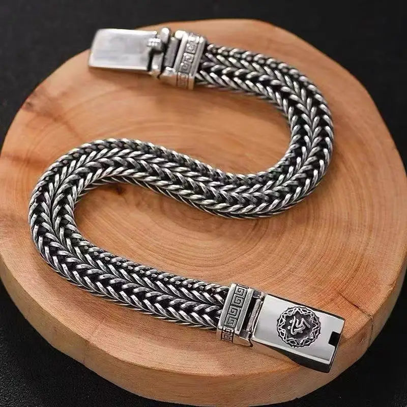 Bracelete Dupla Corrente — Fecho Medalhão em Prata S925