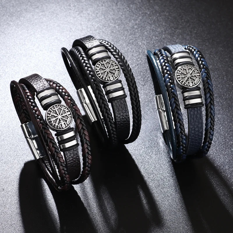 Bracelete de couro Vegvísir
