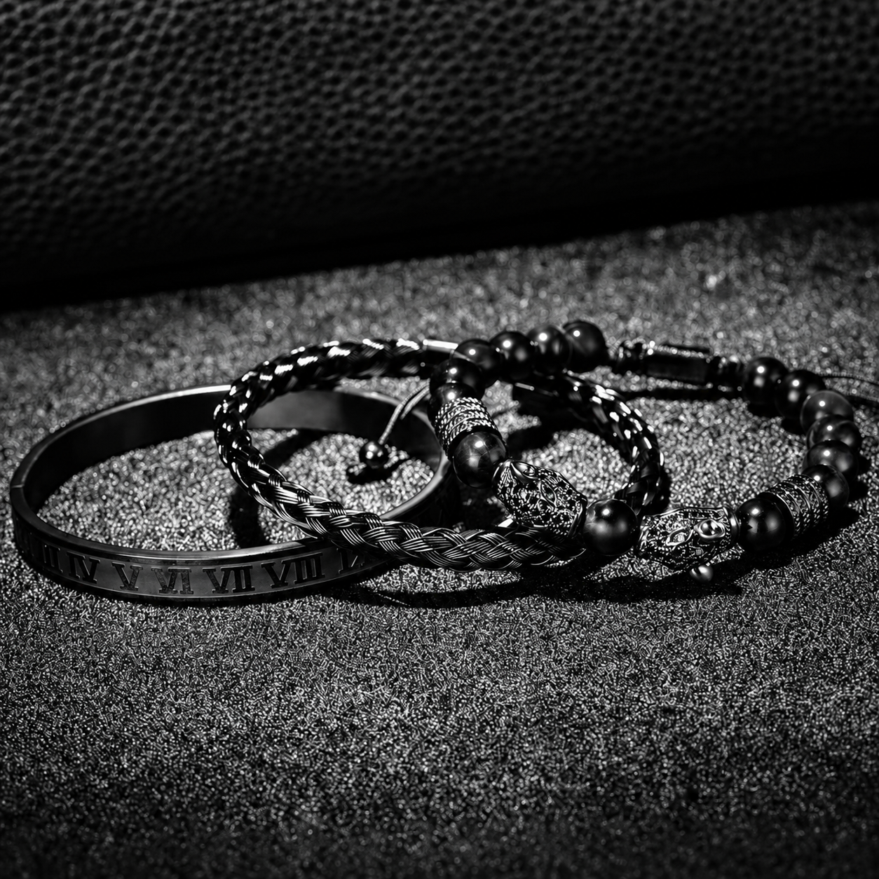 Braceletes Ágata Negra — Conjunto Premium