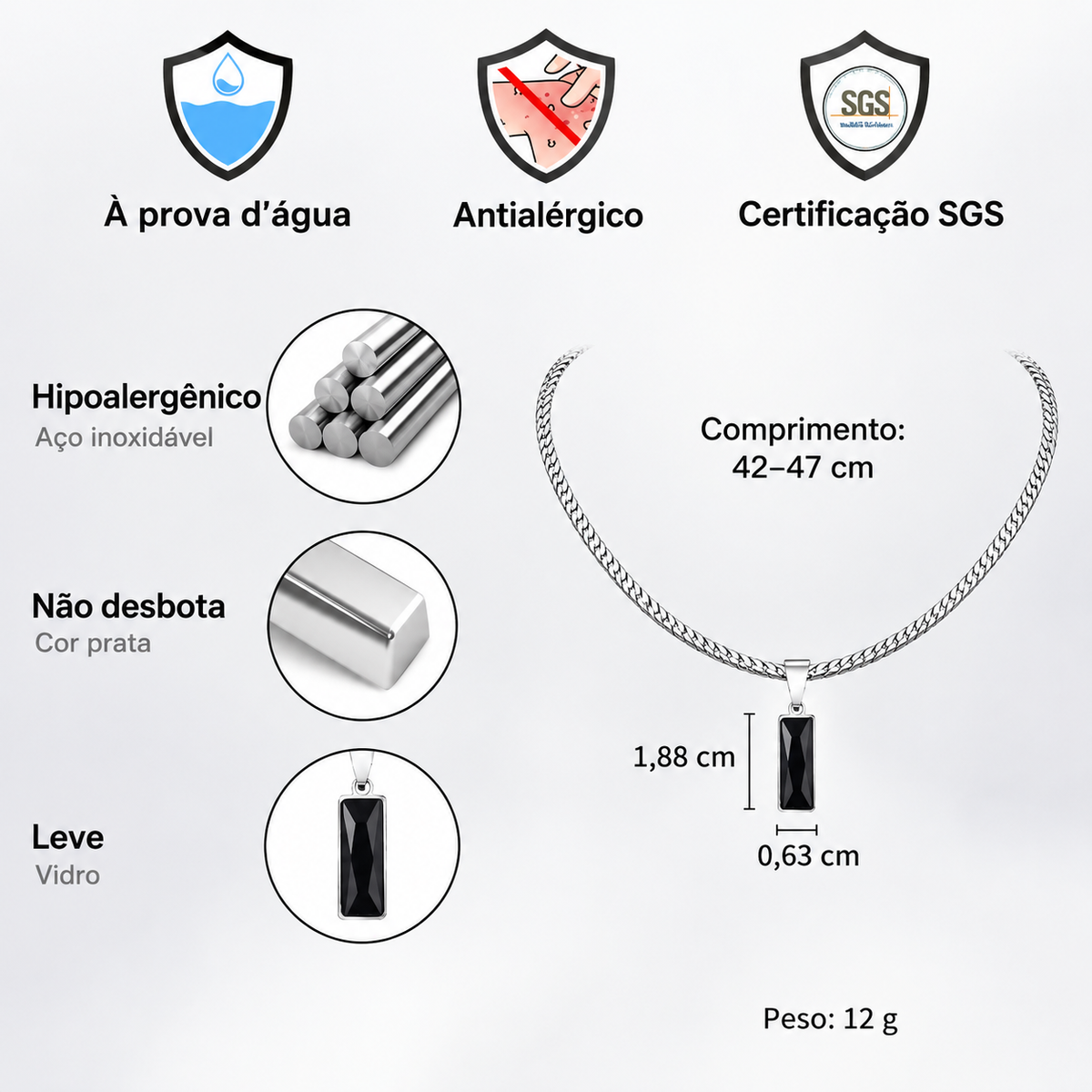 Colar Obsidian — Zircônia