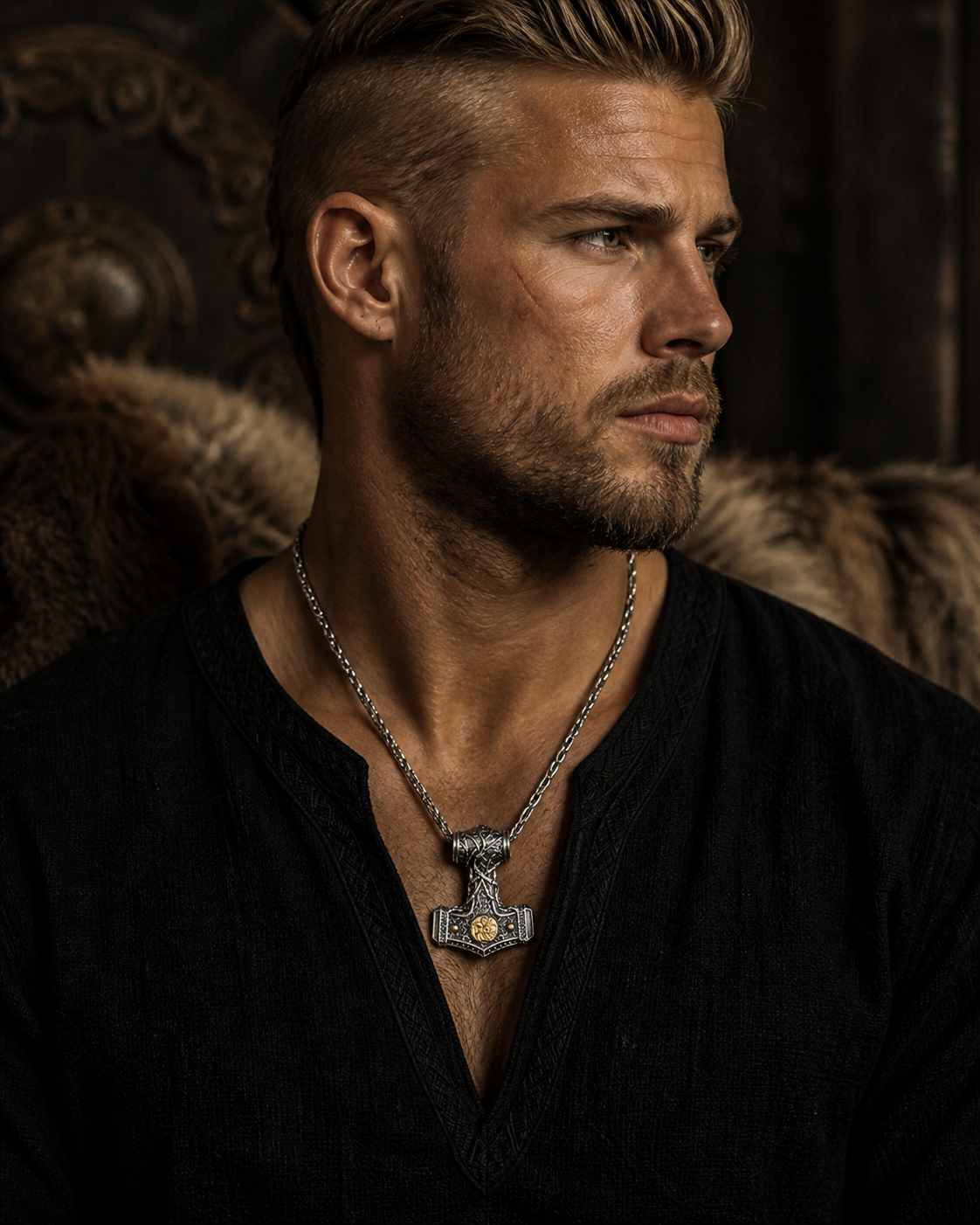 Colar Mjölnir Ancestral – Força de Yggdrasil em Prata 950