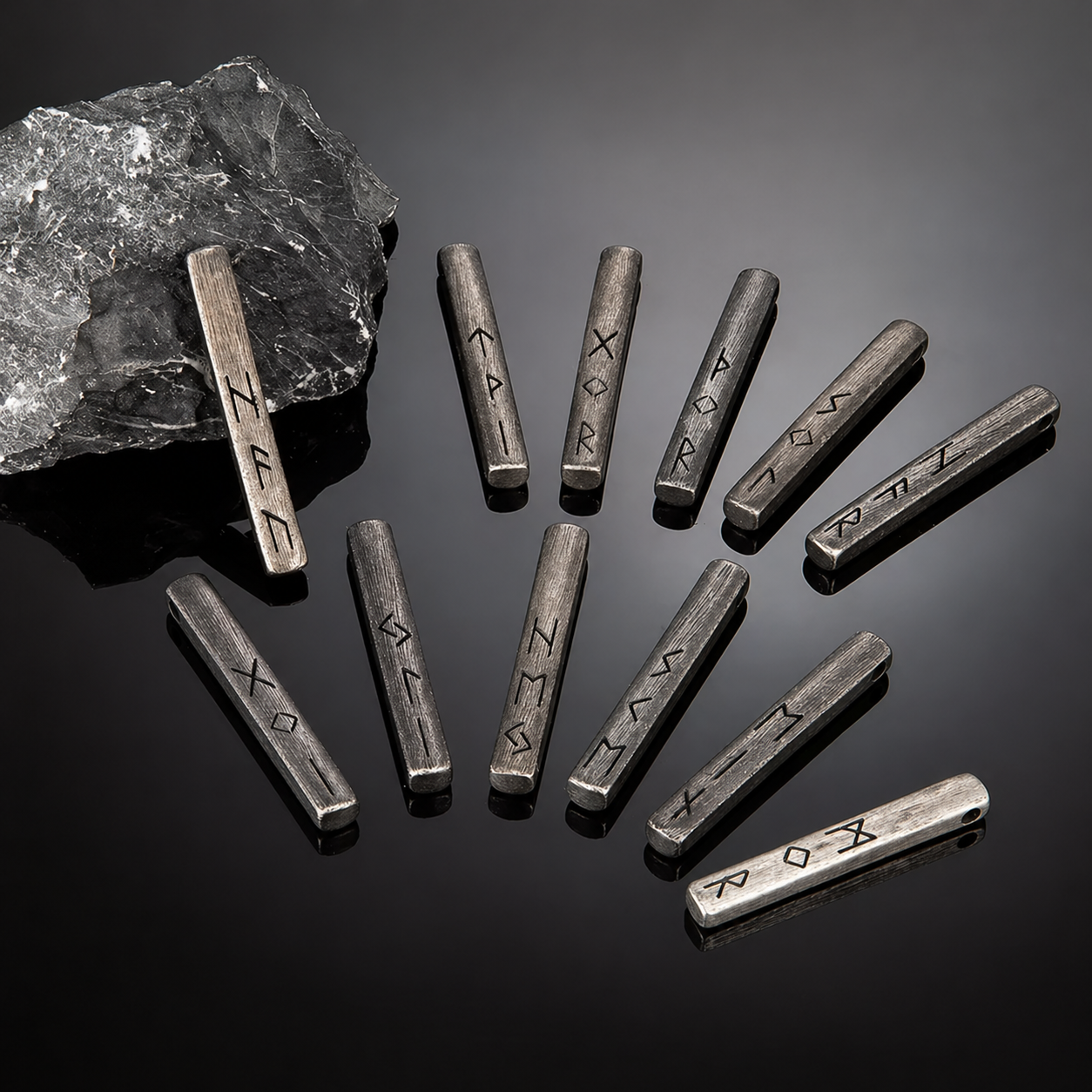 Colar Futhark Forjado – Runas do Destino