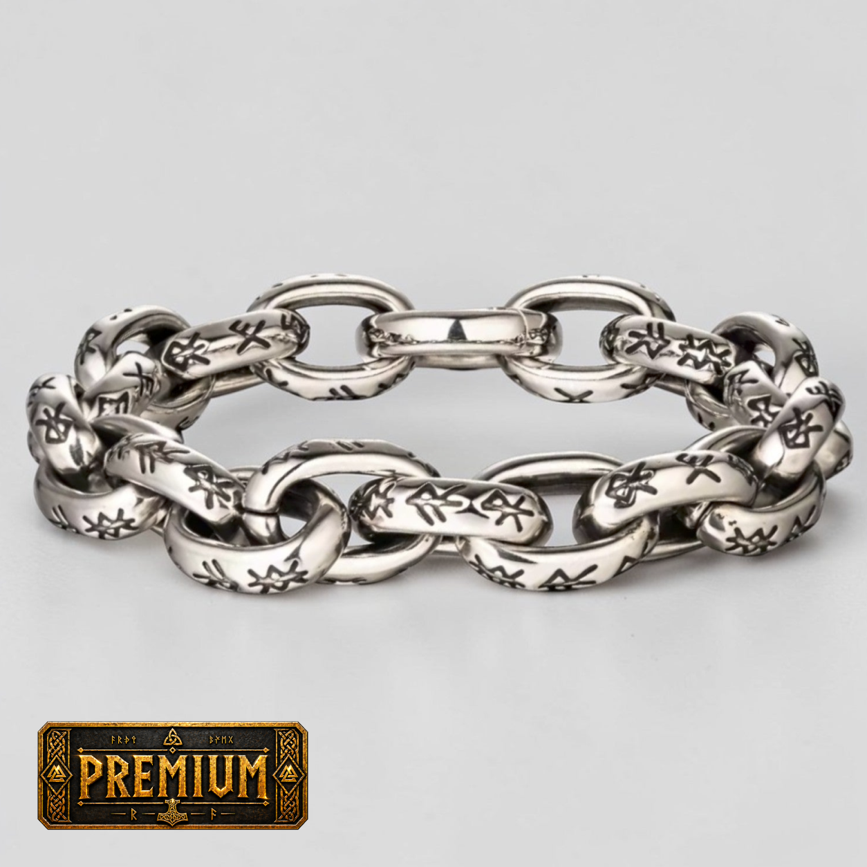 Bracelete Runas – Elo dos Nove Reinos em Prata Esterlina 925