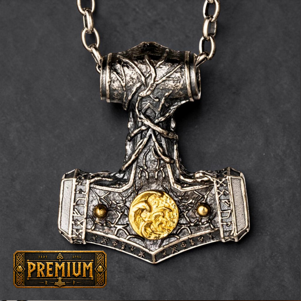 Colar Mjölnir Ancestral – Força de Yggdrasil em Prata 950