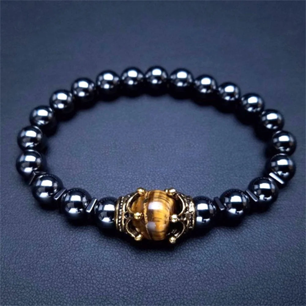 Bracelete Regnum — Hematita & Olho de Tigre