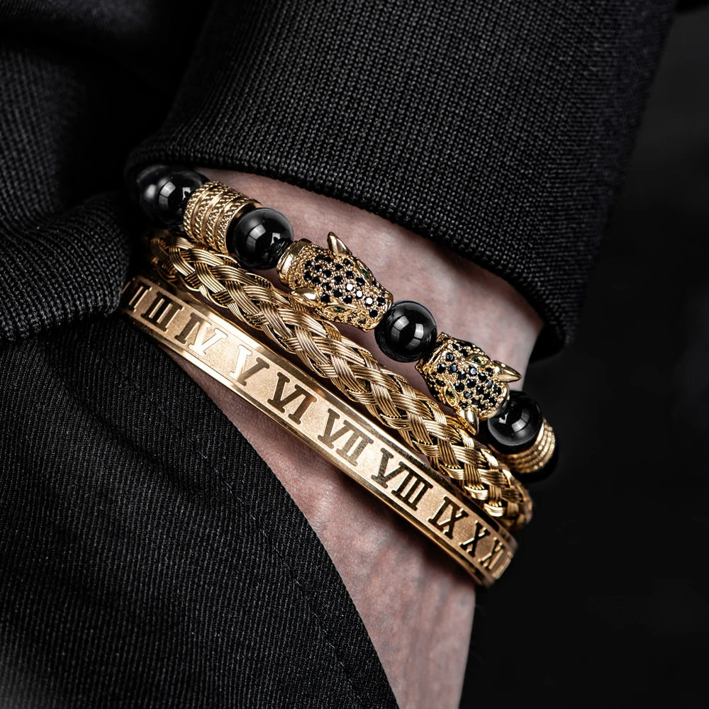 Braceletes Ágata Negra — Conjunto Premium