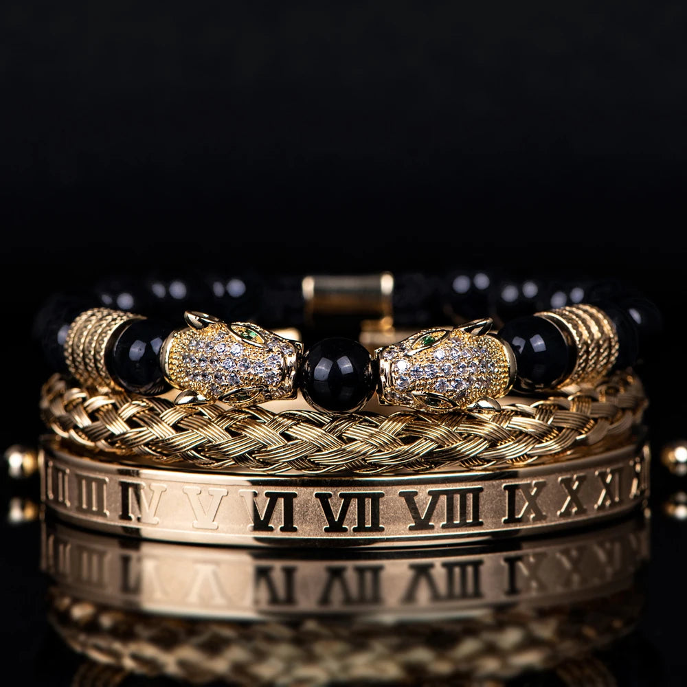 Braceletes Ágata Negra — Conjunto Premium