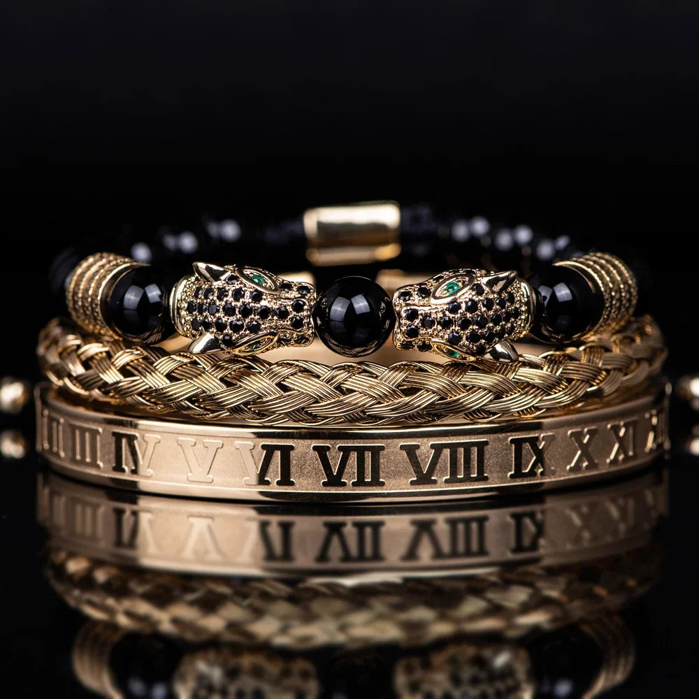 Braceletes Ágata Negra — Conjunto Premium