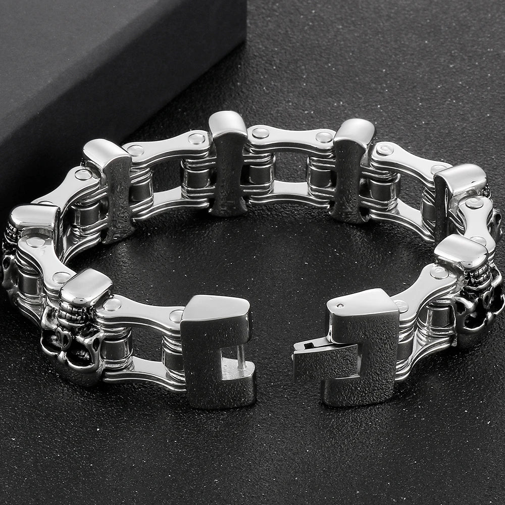 Bracelete Hela – Caveiras em Aço Inoxidável