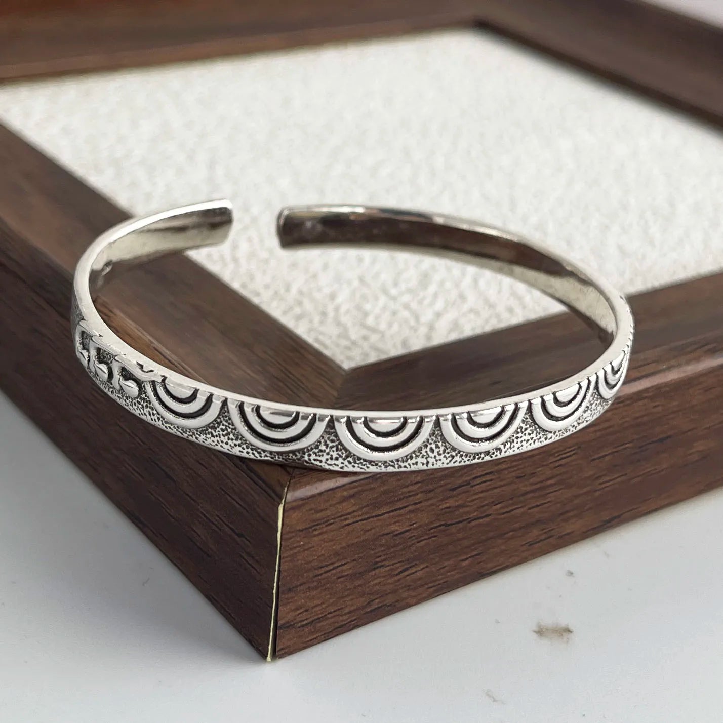 Bracelete Abertura Montanha — Prata S925 Oxidada