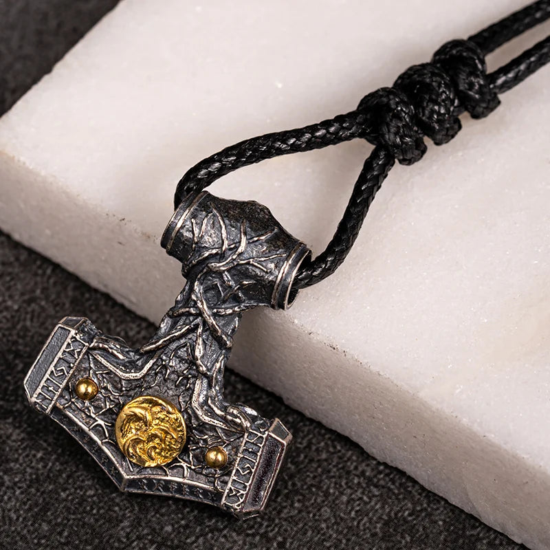 Colar Mjölnir Ancestral – Força de Yggdrasil em Prata 950