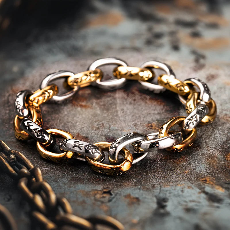 Bracelete Runas – Elo dos Nove Reinos em Prata Esterlina 925