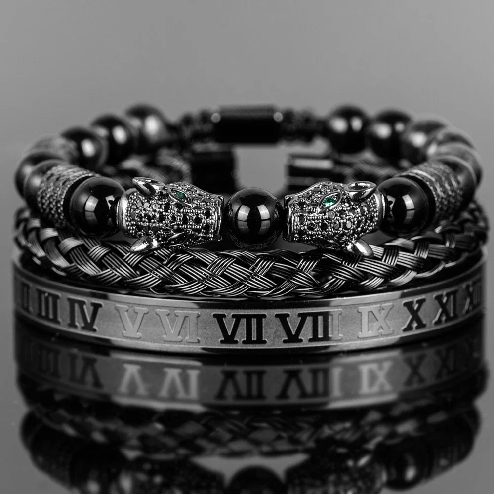 Braceletes Ágata Negra — Conjunto Premium