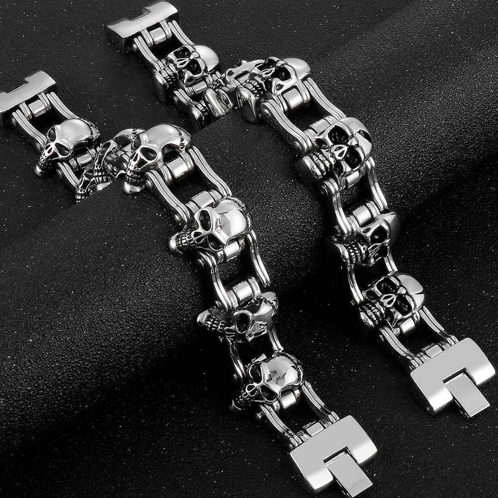 Bracelete Hela – Caveiras em Aço Inoxidável