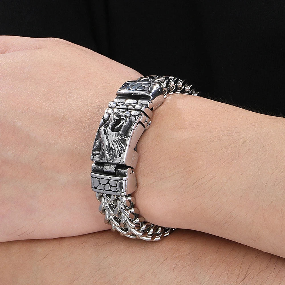 Bracelete Níðhöggr – Dragão em Aço