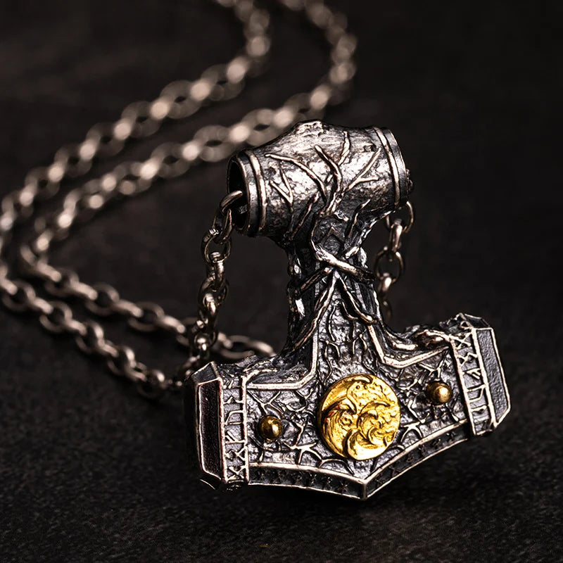 Colar Mjölnir Ancestral – Força de Yggdrasil em Prata 950