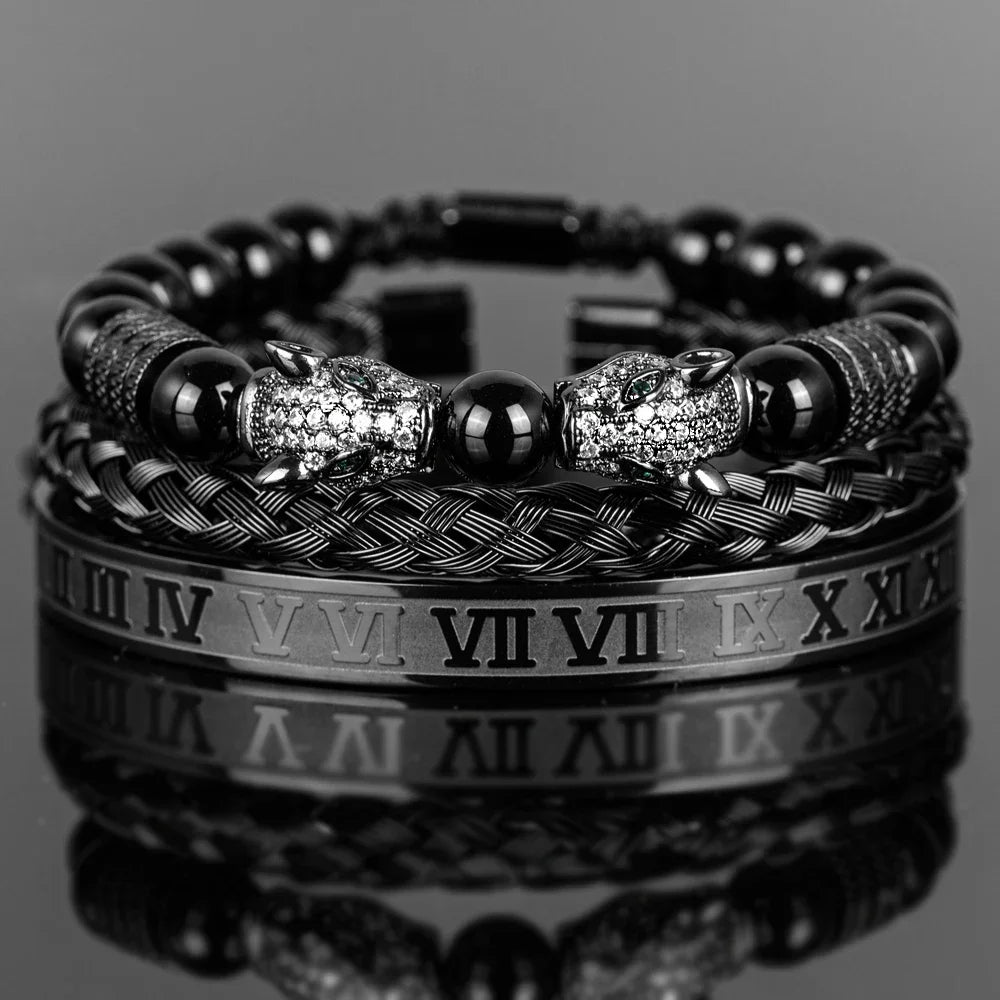 Braceletes Ágata Negra — Conjunto Premium