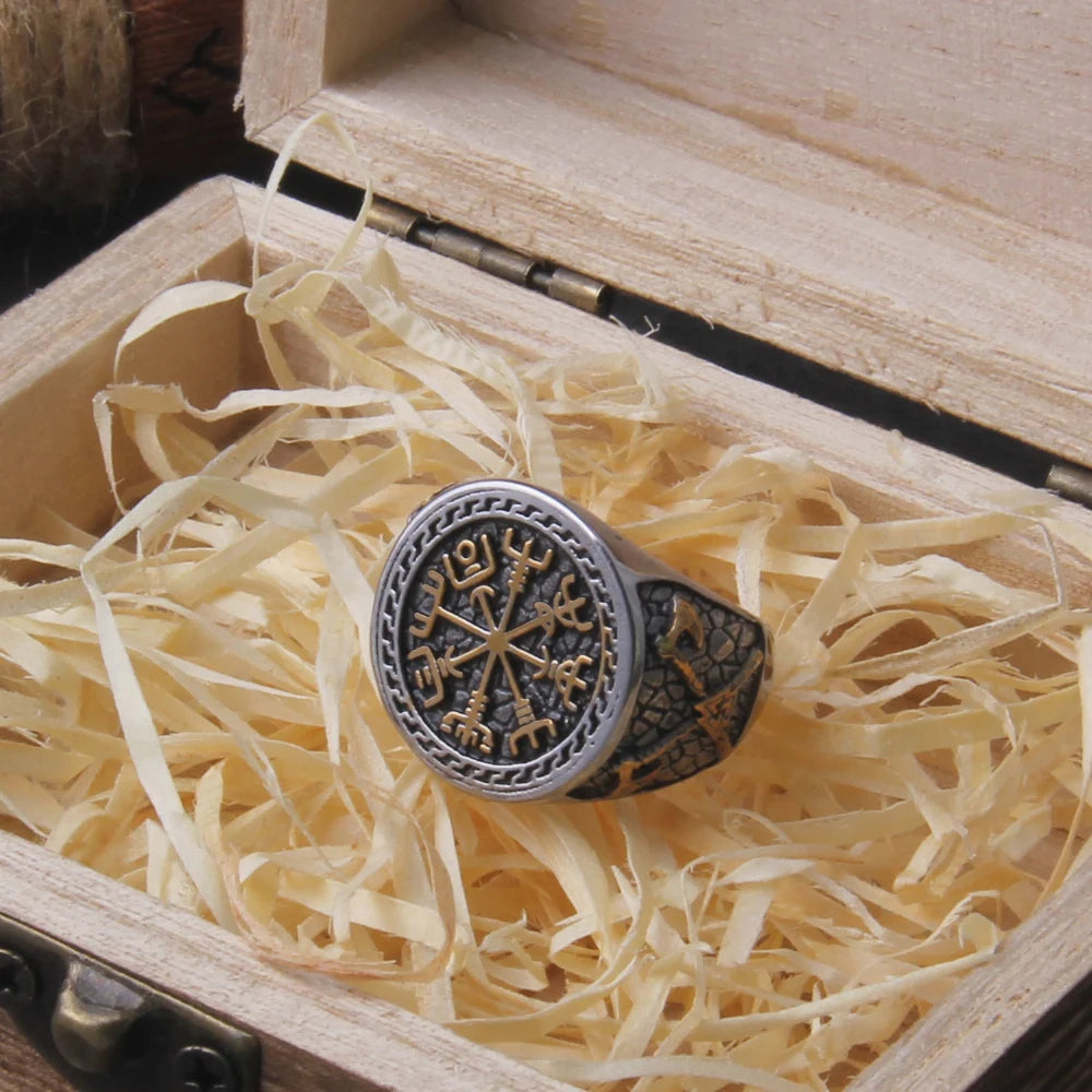 Anel Vegvísir Jarl – Guia dos Destemidos