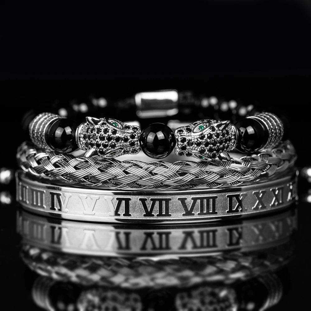 Braceletes Ágata Negra — Conjunto Premium