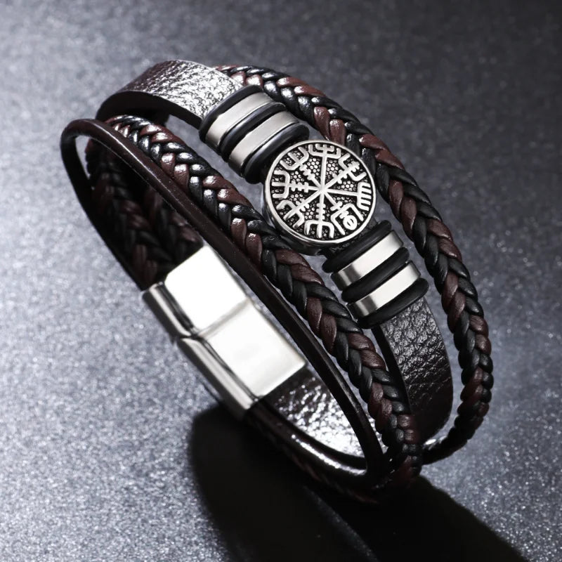 Bracelete de couro Vegvísir
